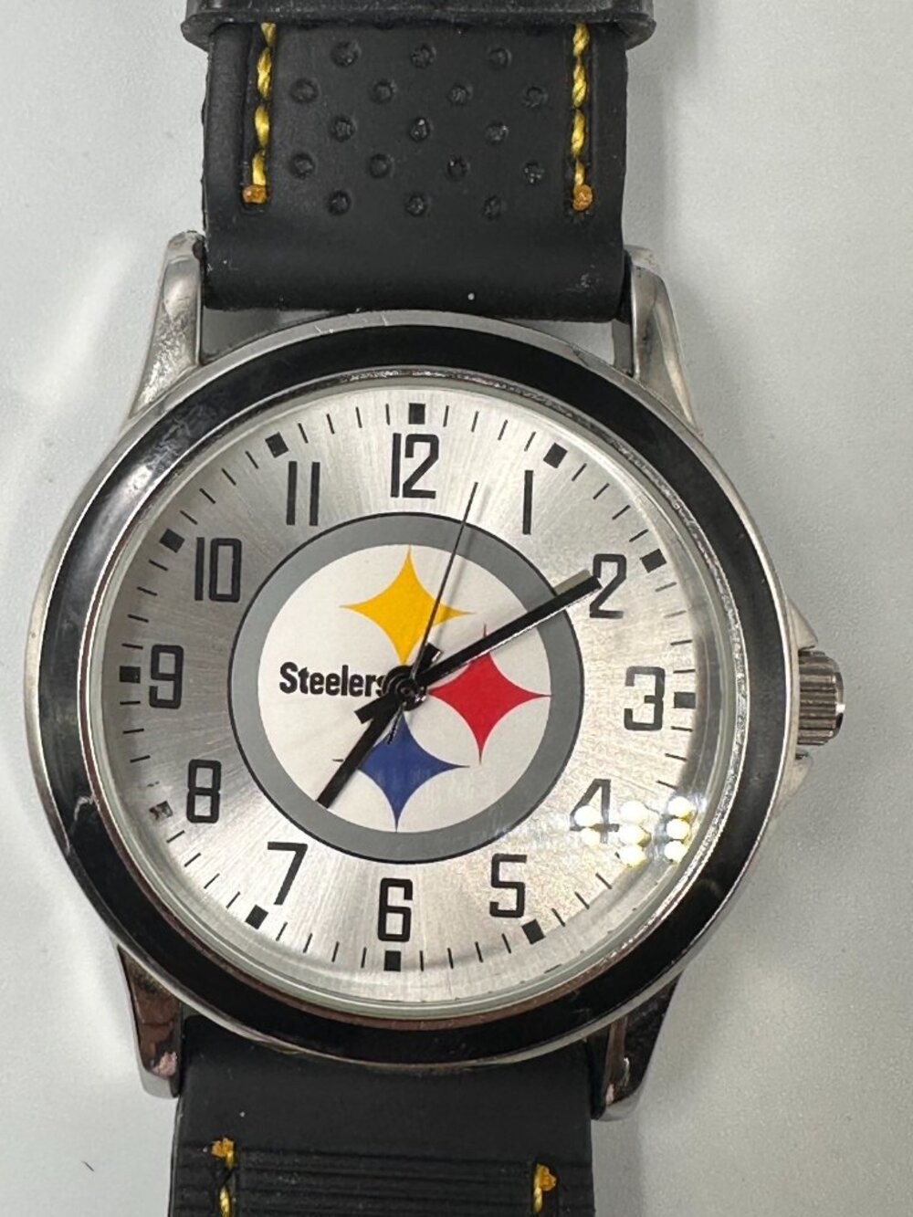 Game Time Pittsburgh Steelers Watch Men 40mm Silver Tone Black New Battery